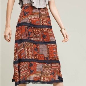 Anthropologie mixed print midi skirt
